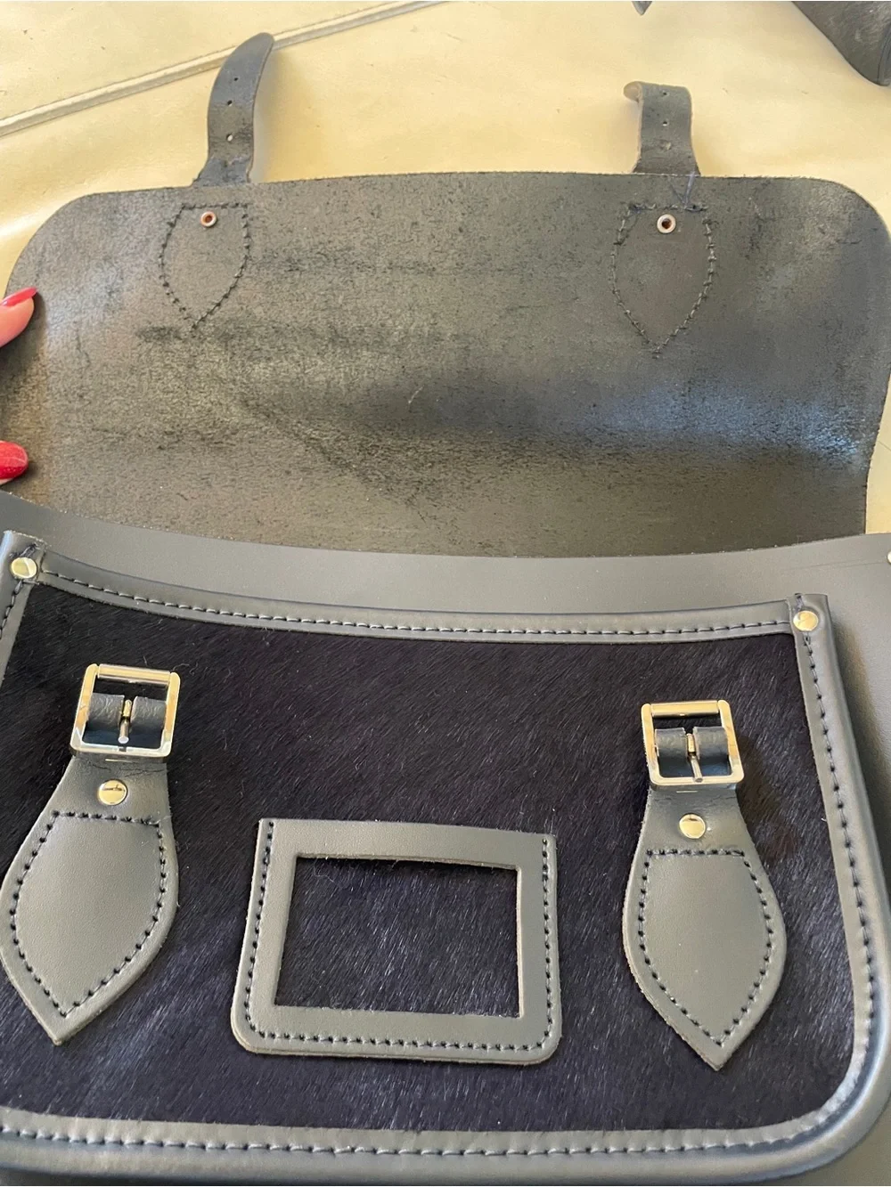 🇬🇧 The Cambridge Satchel Company-Black Leather and Calf Skin Messenger Bag